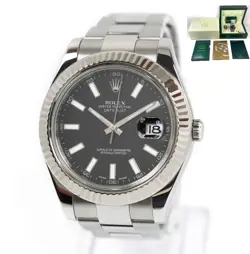2011 ROLEX DATEJUST II 116334 41MM BLACK DIAL STEEL BOX PAPERS