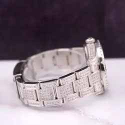 Rolex Oyster Perpetual 31mm Midsize ICED 8ct Diamonds Pearl Steel Watch 177234