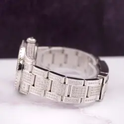 Rolex Oyster Perpetual 31mm Midsize ICED 8ct Diamonds Pearl Steel Watch 177234