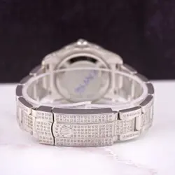 Rolex Oyster Perpetual 31mm Midsize ICED 8ct Diamonds Pearl Steel Watch 177234