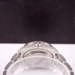 Rolex Oyster Perpetual 31mm Midsize ICED 8ct Diamonds Pearl Steel Watch 177234