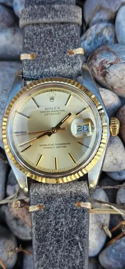 VINTAGE ROLEX DATEJUST 1601 PIE PAN CHAMPAGNE DIAL MEN'S AUTOMATIC WATCH 1977