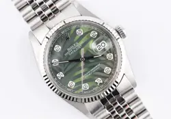 ROLEX DATEJUST REF.16014 STAINLESS STEEL & WHITE GOLD 36MM GREEN PALM DIAL