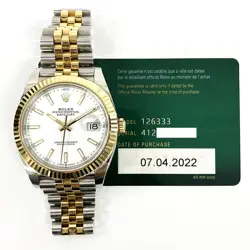 2022 ROLEX DATEJUST 41 126333, STEEL & GOLD, WHITE DIAL, BOX & PAPERS