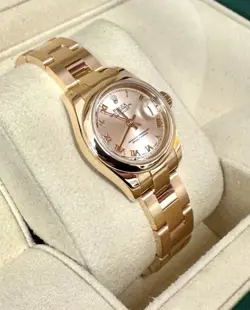 Rolex 18k Rose Gold Lady Datejust 179165 26mm 2001 Rose Dust Dial