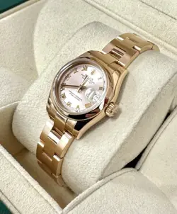 Rolex 18k Rose Gold Lady Datejust 179165 26mm 2001 Rose Dust Dial