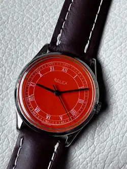 VTG Early Rolex Classic Windup Watch Coral Orange Dial Just Serviced