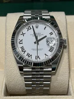 2024 ROLEX DATEJUST 41MM 126334 FLUTED BEZEL JUBILEE WHITE ROMAN NUMERAL DIAL