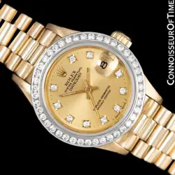 ROLEX LADIES PRESIDENT DATEJUST 69178 18K GOLD & ROLEX FACTORY DIAMOND DIAL