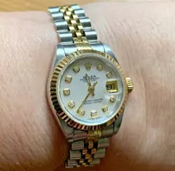 Rolex Lady Date Adjust Watch Model 69173-Stainless Steel & 18ct Yellow Gold