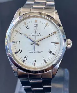 ROLEX OYSTER PERPETUAL 1002 STAINLESS STEEL ROMAN DIAL WATCH CIRCA 1971