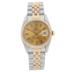 ROLEX DATEJUST 36MM STEEL 18K YELLOW GOLD CHAMPAGNE DIAL  MENS WATCH 16233