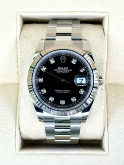 NEW 2024 ROLEX DATEJUST 41MM 126334 STAINLESS STEEL OYSTER BLACK DIAMOND DIAL