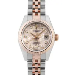 ROLEX DATEJUST 10P DIAMOND 179171G PINK CARVING COMPUTER RANDOM NUMBER SECON...