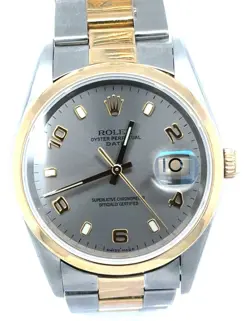 Rolex 15203 P Tritium Oyster Perpetual Date Two-Tone Gray Dial 34mm c.2000