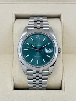 2024 ROLEX DATEJUST 41MM 126300 STAINLESS STEEL JUBILEE GREEN DIAL