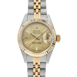 ROLEX DATEJUST 69173 CHAMPAGNE GOLD BAR S NUMBER SECOND HAND WOMEN