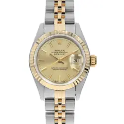 ROLEX DATEJUST 69173 CHAMPAGNE GOLD BAR X NUMBER SECOND HAND WOMEN