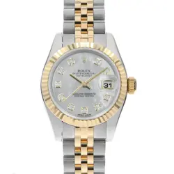 ROLEX DATEJUST 10P DIAMOND 179173NG WHITE SHELL RANDOM NUMBER SECOND HAND WOMEN