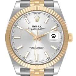 ROLEX DATEJUST 41 STEEL YELLOW GOLD SILVER DIAL MENS WATCH 126333 BOX CARD