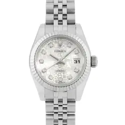 ROLEX DATEJUST 10P DIAMOND 179174G SILVER CARVING COMPUTER RANDOM NUMBER SEC...
