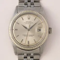 ROLEX OYSTER PERPETUAL DATEJUST 1601 VINTAGE SELF-WINDING SS CASE & BELT 1964