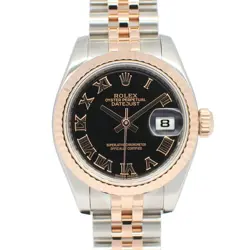 ROLEX DATEJUST 26 179171 BLACK ROMAN DIAL SS RG AUTOMATIC LADIES