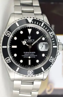 ROLEX - Vintage Mens 40mm Stainless Steel Submariner Black Dial 16610 SANT BLANC
