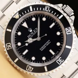 ROLEX SUBMARINER NO DATE 14060 BLACK STEEL OYSTER 40MM WATCH W/ SERVICE CARD