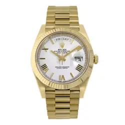 ROLEX DAY-DATE WATCH 40MM WHITE ROMAN NUMERALS DIAL YELLOW GOLD 228238