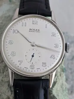 ROLEX MARCONI  A CUERDA DIAL RESTAURADO COLOR  PLATA  CAJA  NICKEL