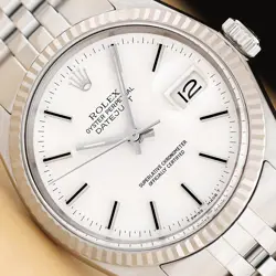 ROLEX MENS DATEJUST 16014 WHITE DIAL 18K GOLD STAINLESS STEEL JUBILEE WATCH