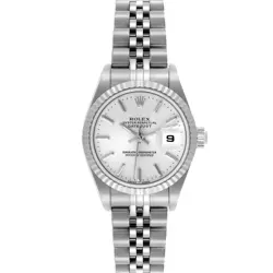 ROLEX DATEJUST 26 STEEL WHITE GOLD SILVER DIAL LADIES WATCH 79174