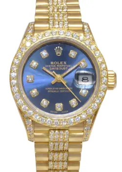 ROLEX DATEJUST PRESIDENT 18K YELLOW GOLD & DIAMOND LADIES 26MM WATCH E 69178