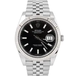 MINT PAPERS ROLEX DATEJUST 41MM BLACK 18K STEEL FLUTED JUBILEE WATCH 126334 BOX
