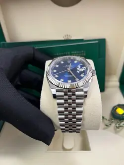 ROLEX DATEJUST 36MM 126234 STEEL BLUE MOTIF DIAMOND DIAL WATCH  B&P 2023