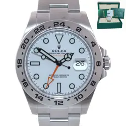 MINT 2017 PAPERS ROLEX EXPLORER II 42MM 216570 POLAR WHITE DIAL STEEL WATCH BOX