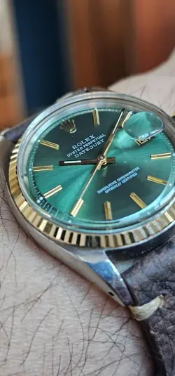VINTAGE ROLEX DATEJUST 1601 OLIVE GREEN DIAL 2-TONE MEN'S AUTOMATIC WATCH 1974