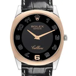 ROLEX CELLINI DANAOS WHITE ROSE GOLD BLACK DIAL MENS WATCH 4233