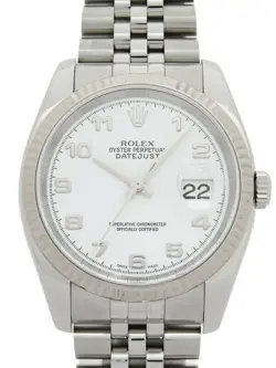 USED ROLEX DATEJUST 116234 WHITE CASE: 36MM BAND: 17.5CM MEN'S WATCH #13557