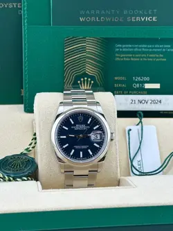 ROLEX DATEJUST 126200 36MM BLUE DIAL STAINLESS STEEL BOX PAPER 2024