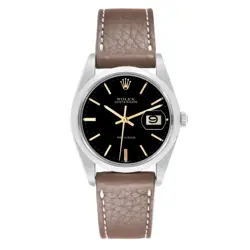 Rolex OysterDate Precision Black Dial Steel Vintage Mens Watch 6694