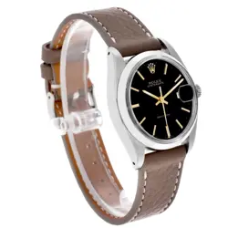 Rolex OysterDate Precision Black Dial Steel Vintage Mens Watch 6694