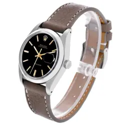 Rolex OysterDate Precision Black Dial Steel Vintage Mens Watch 6694
