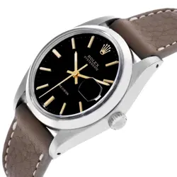 Rolex OysterDate Precision Black Dial Steel Vintage Mens Watch 6694