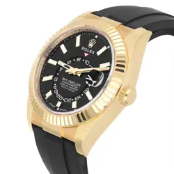 Rolex Sky-Dweller 18k Yellow Gold Oysterflex Watch 336238 Black Dial Box/Papers