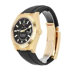 Rolex Sky-Dweller 18k Yellow Gold Oysterflex Watch 336238 Black Dial Box/Papers