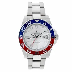 Rolex GMT-Master II Watch 40MM Meteorite Index Hour Markers Dial White Gold