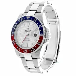 Rolex GMT-Master II Watch 40MM Meteorite Index Hour Markers Dial White Gold