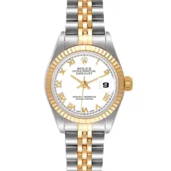 ROLEX DATEJUST STEEL YELLOW GOLD WHITE ROMAN DIAL LADIES WATCH 79173